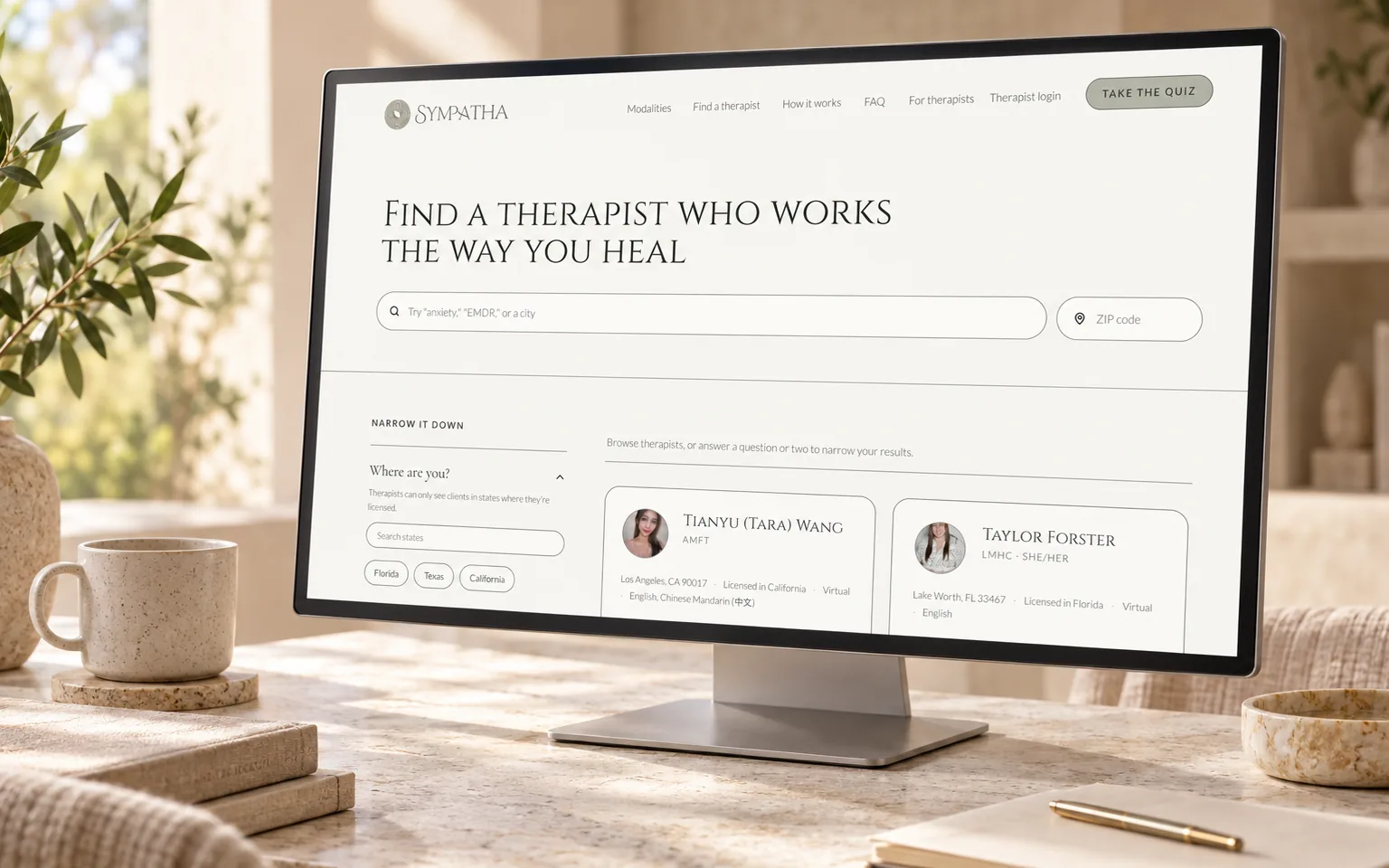 Sympatha Therapist Finder — Web App · Mental Health